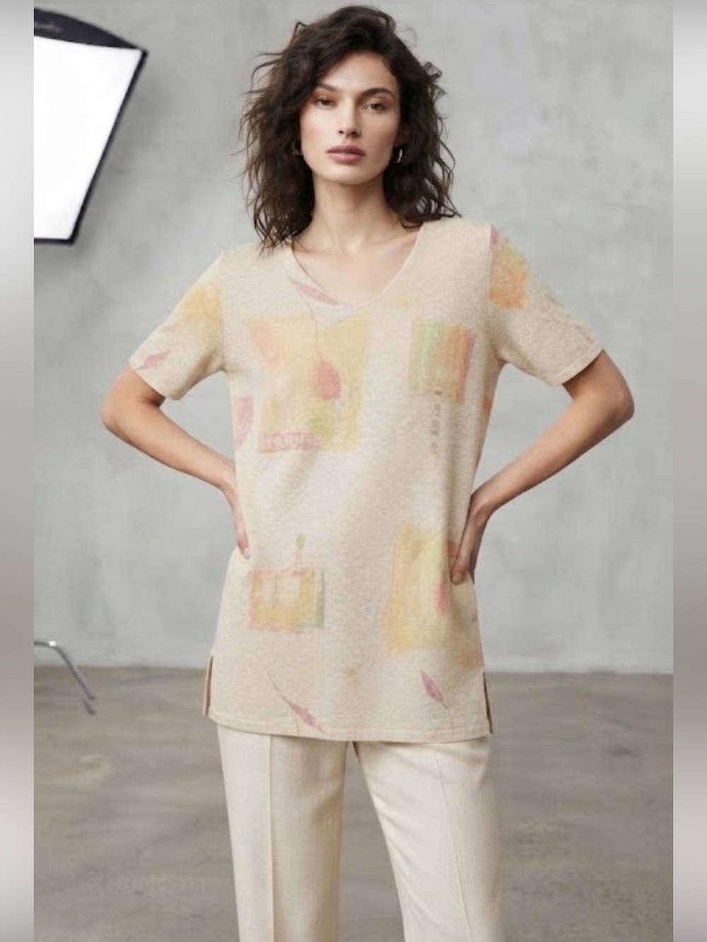 Gabriella T. Silk n Cotton Knit Tunic Sweater Made n Italy